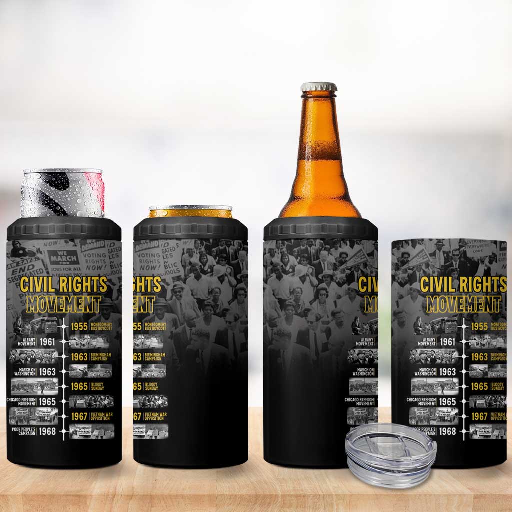 African-American History Month 4 in 1 Can Cooler Tumbler Civil Rights Movement LT15