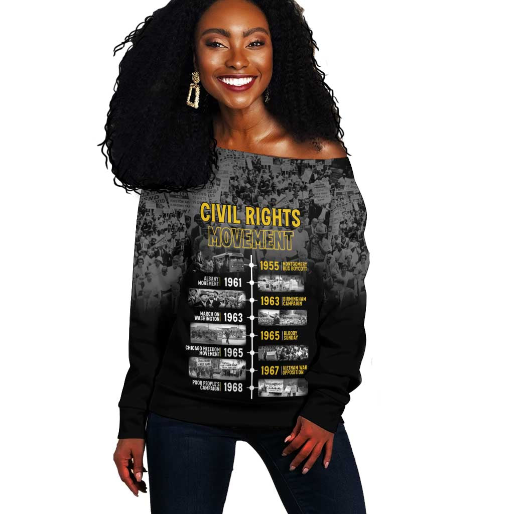 African-American History Month Off Shoulder Sweater Civil Rights Movement LT15