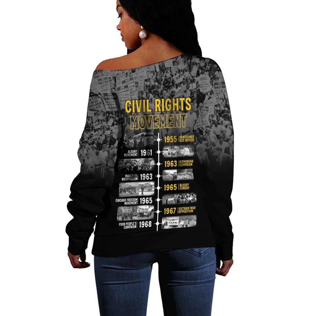 African-American History Month Off Shoulder Sweater Civil Rights Movement LT15
