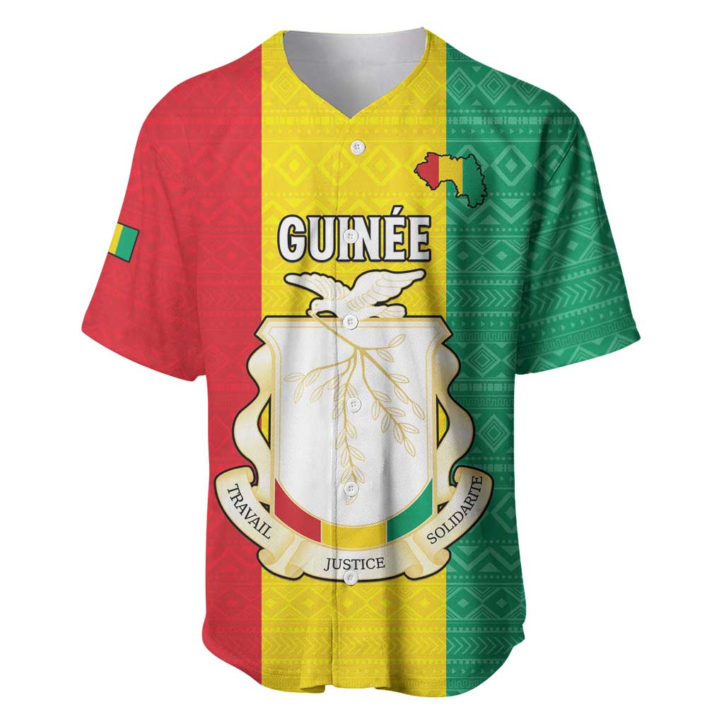 Personalised Afro Guinea Baseball Jersey Coat Of Arms Flag Style LT15