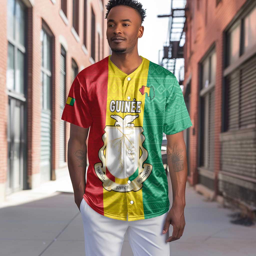 Personalised Afro Guinea Baseball Jersey Coat Of Arms Flag Style LT15