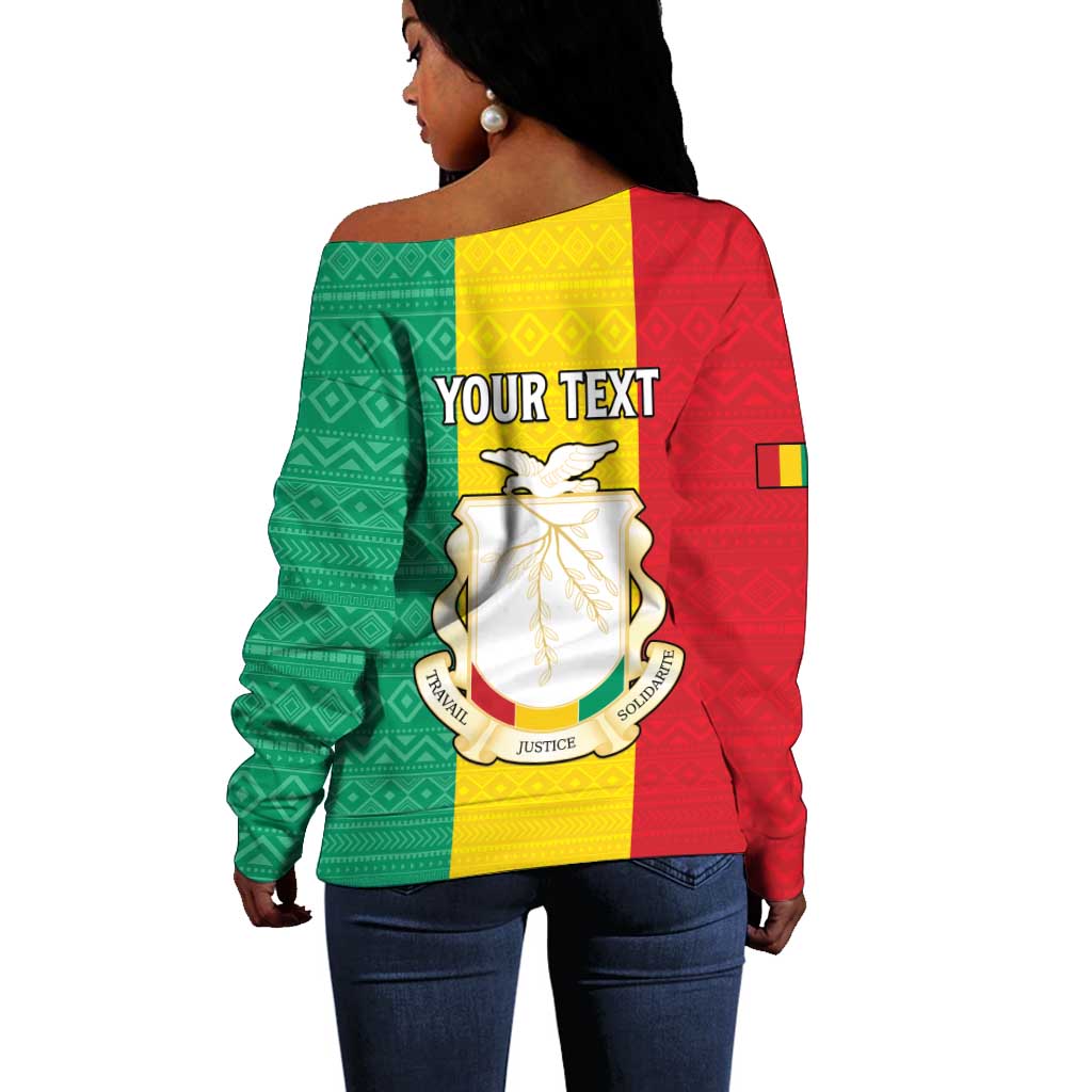 Personalised Afro Guinea Off Shoulder Sweater Coat Of Arms Flag Style LT15