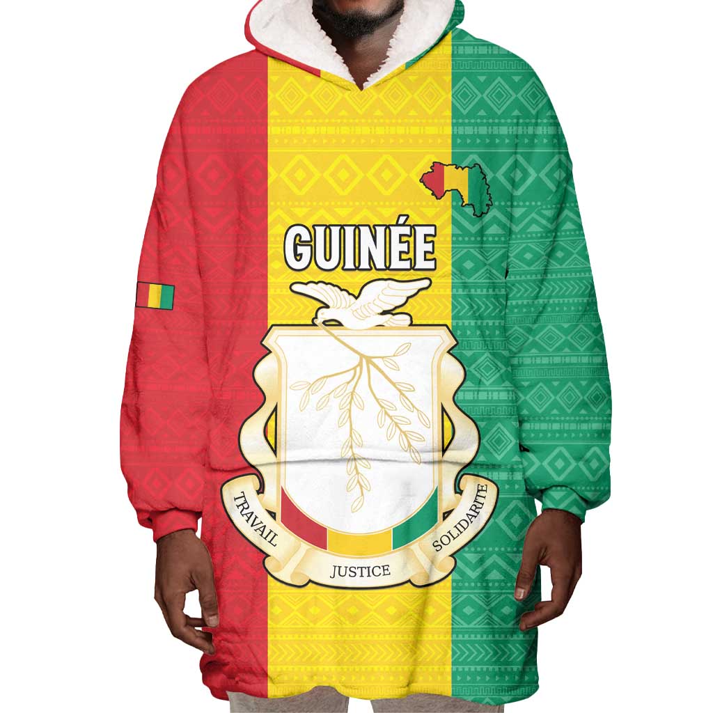 Personalised Afro Guinea Wearable Blanket Hoodie Coat Of Arms Flag Style LT15