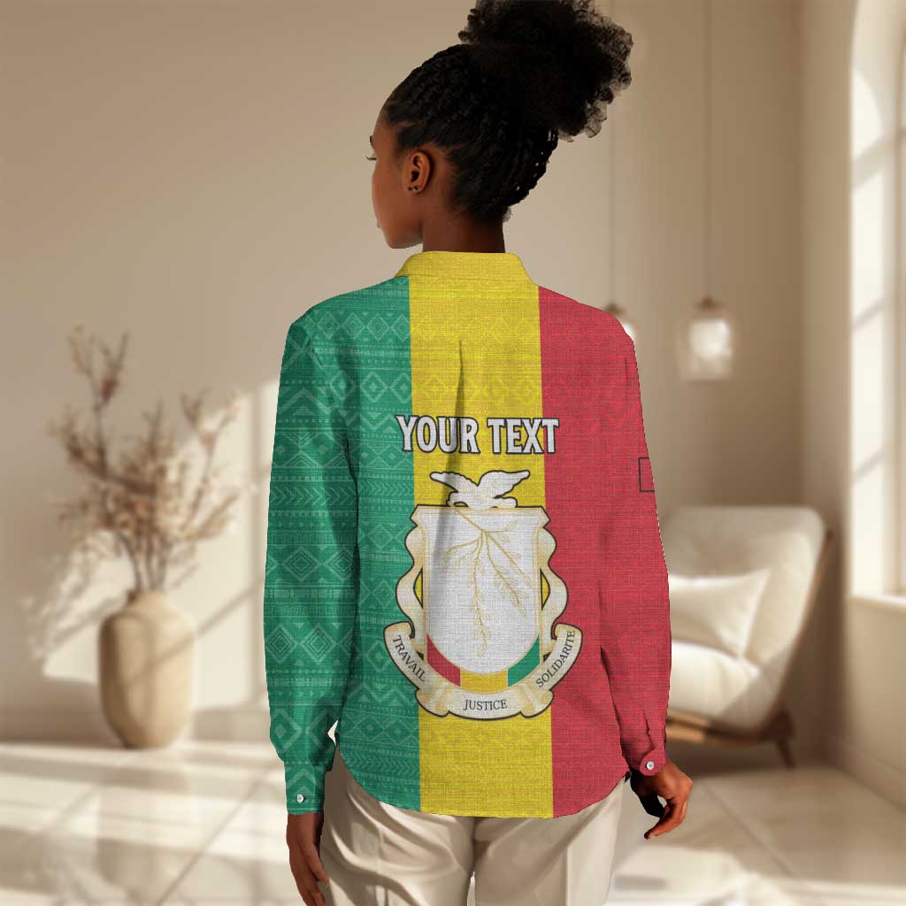 Personalised Afro Guinea Women Casual Shirt Coat Of Arms Flag Style LT15