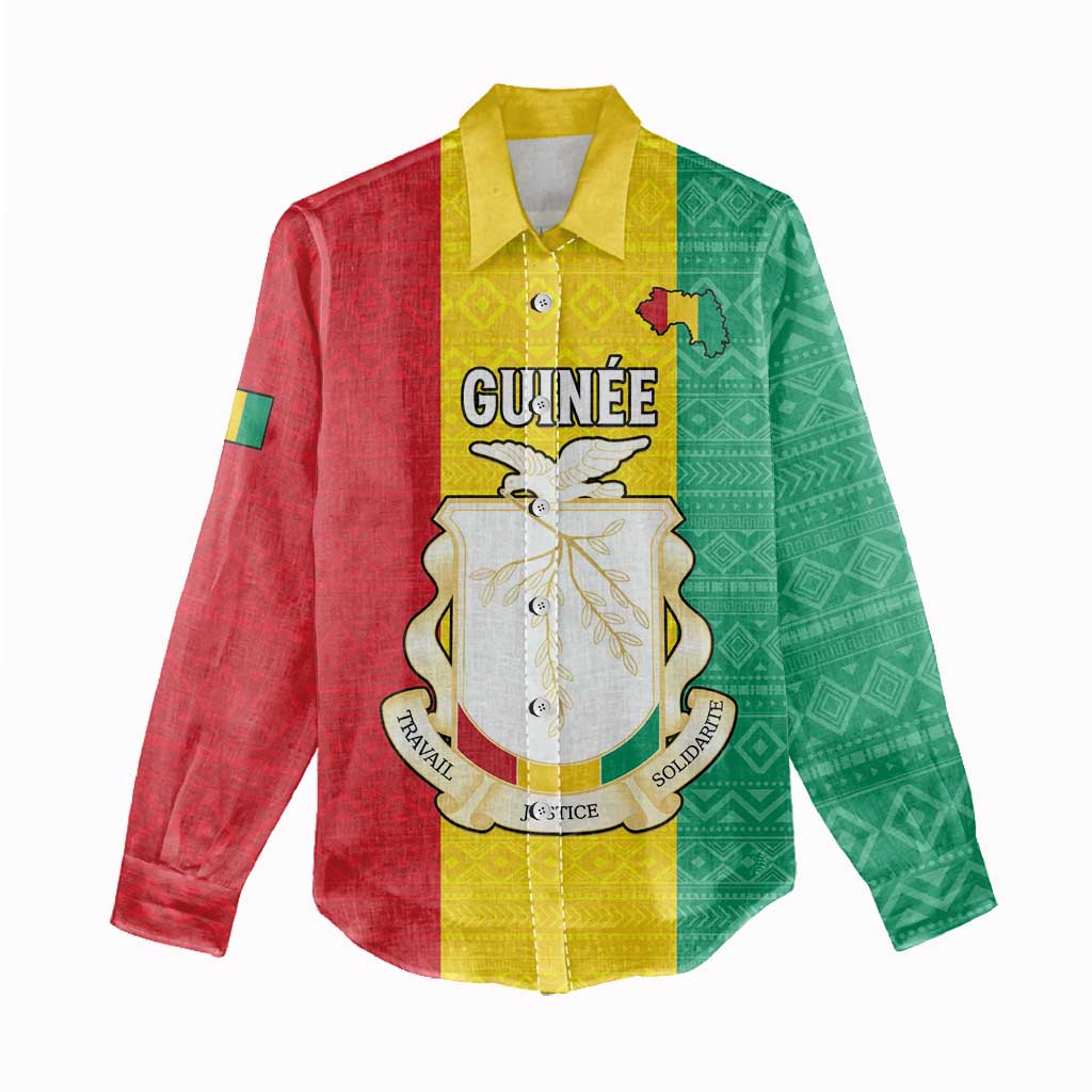 Personalised Afro Guinea Women Casual Shirt Coat Of Arms Flag Style LT15