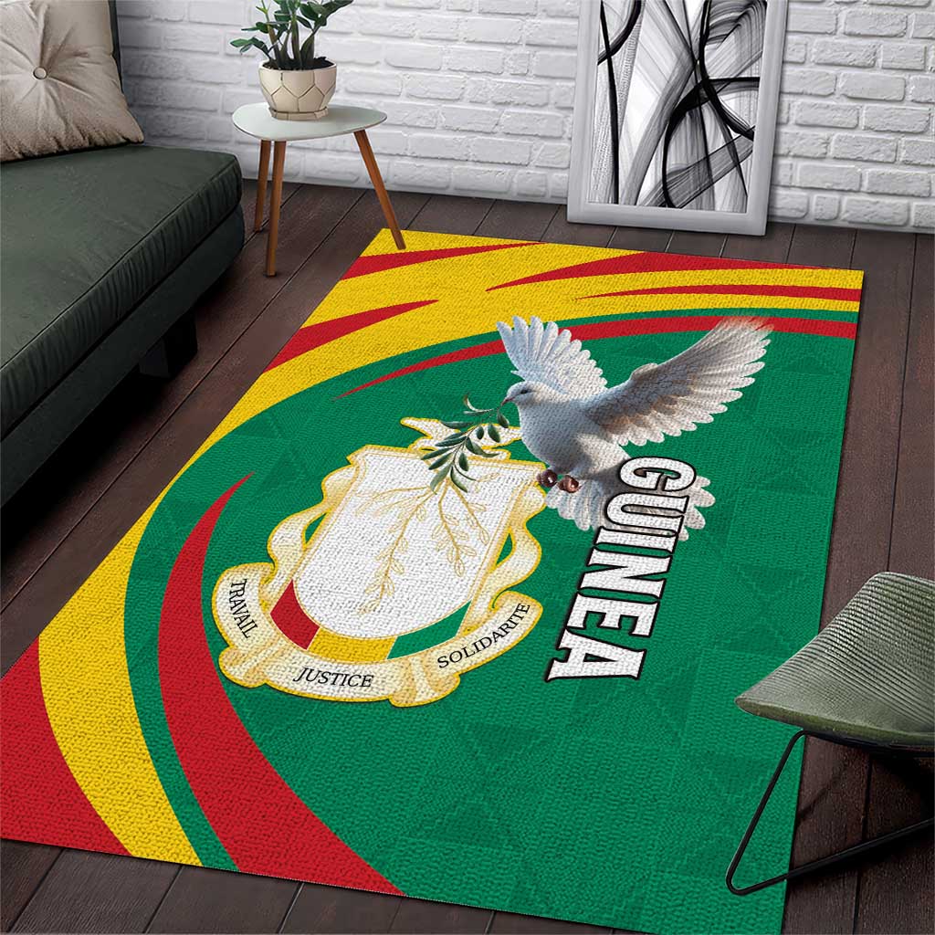 Guinea Area Rug Coat Of Arms With Pigeon - Kente Pattern LT15