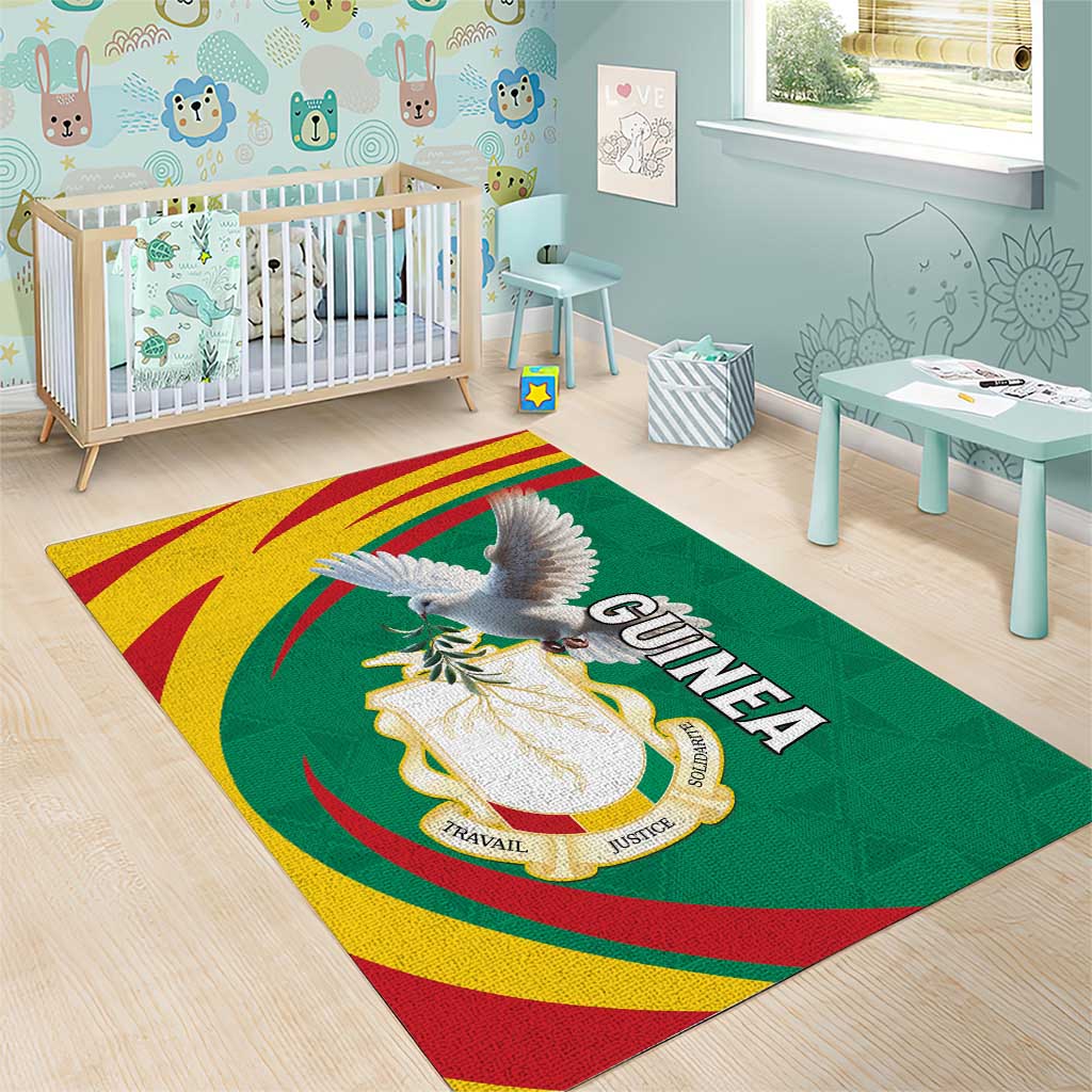 Guinea Area Rug Coat Of Arms With Pigeon - Kente Pattern LT15