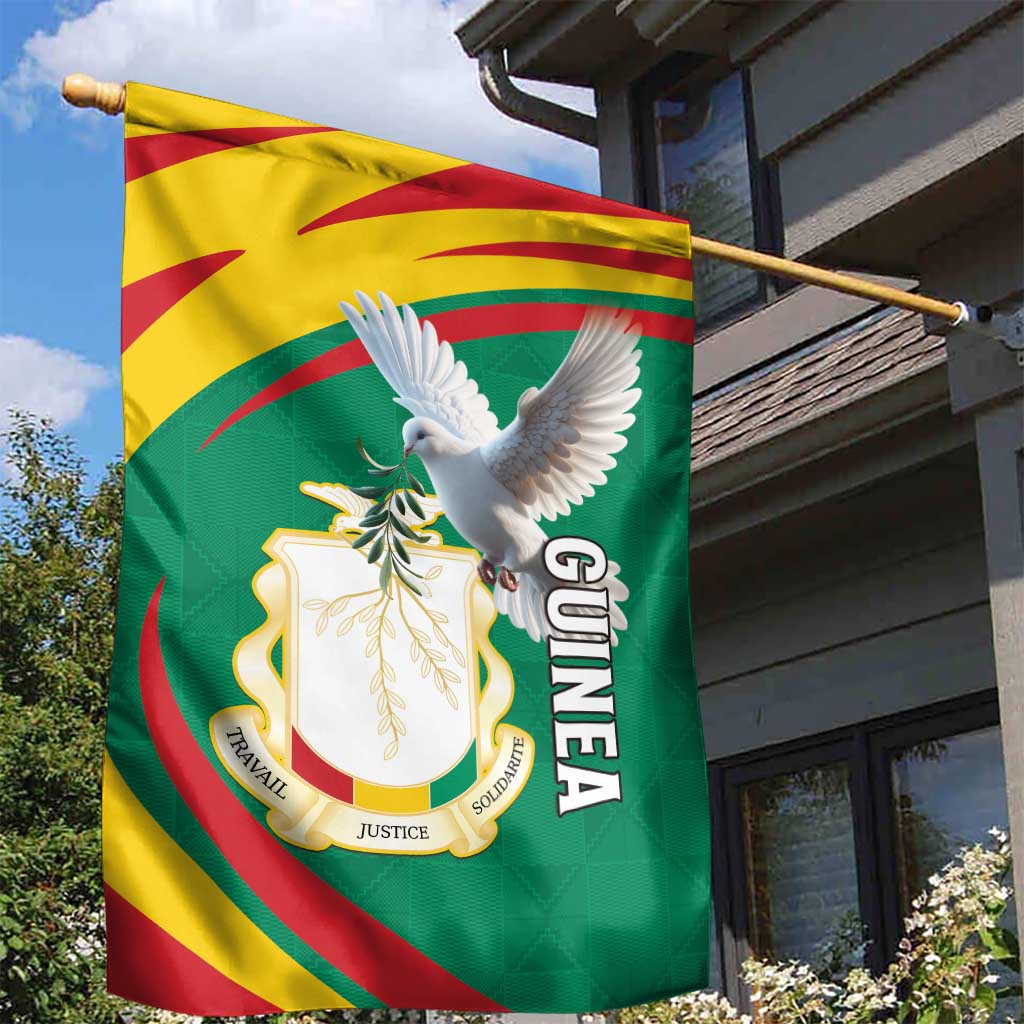 Guinea Garden Flag Coat Of Arms With Pigeon - Kente Pattern LT15