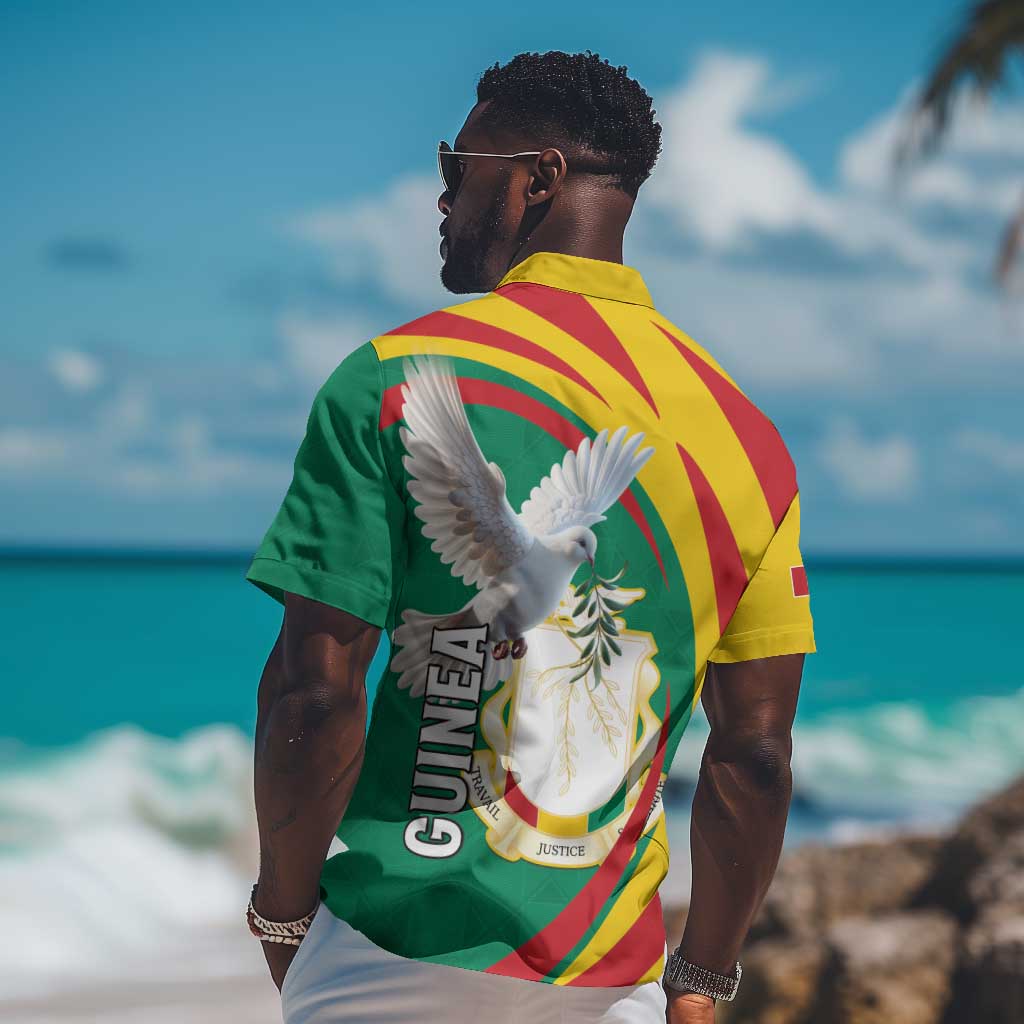 Guinea Hawaiian Shirt Coat Of Arms With Pigeon - Kente Pattern LT15