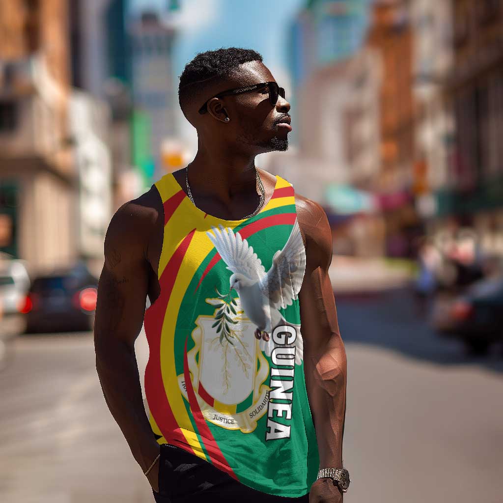 Guinea Men Tank Top Coat Of Arms With Pigeon - Kente Pattern LT15
