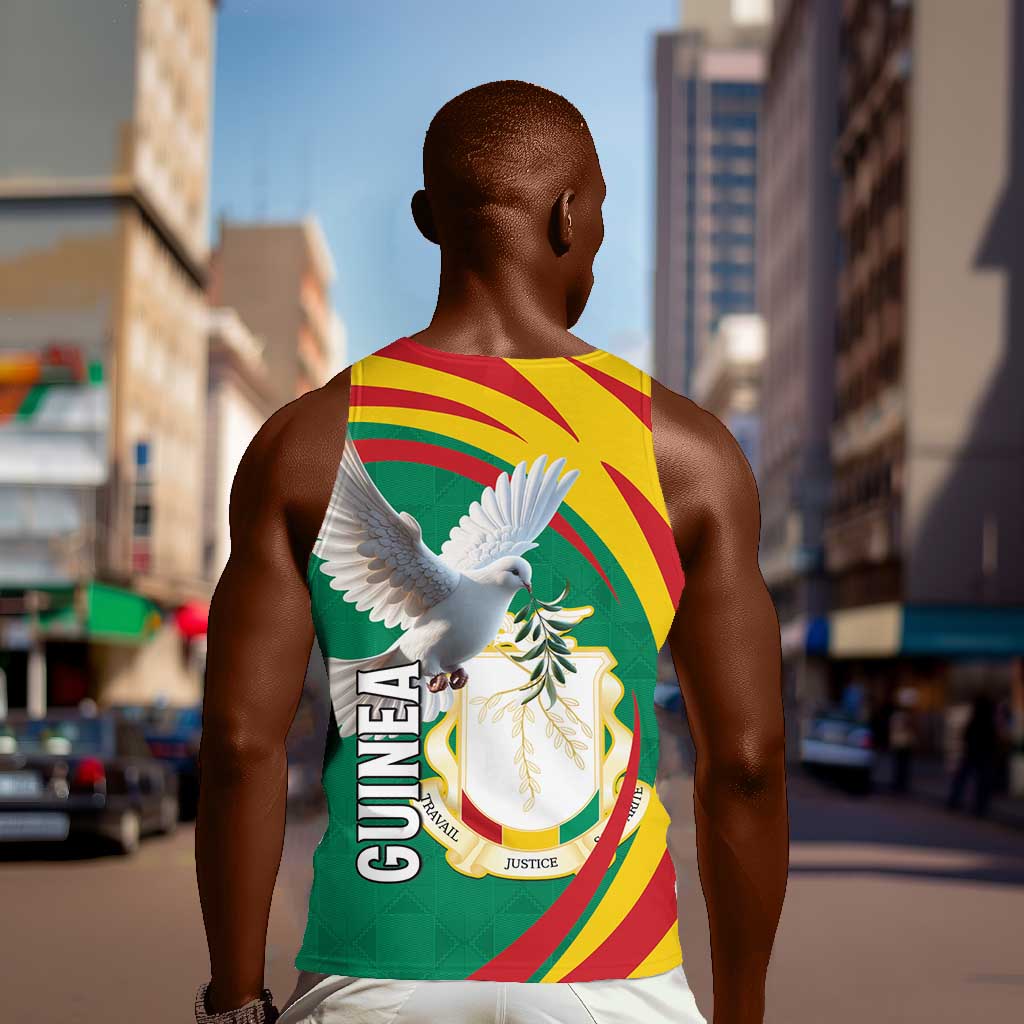 Guinea Men Tank Top Coat Of Arms With Pigeon - Kente Pattern LT15