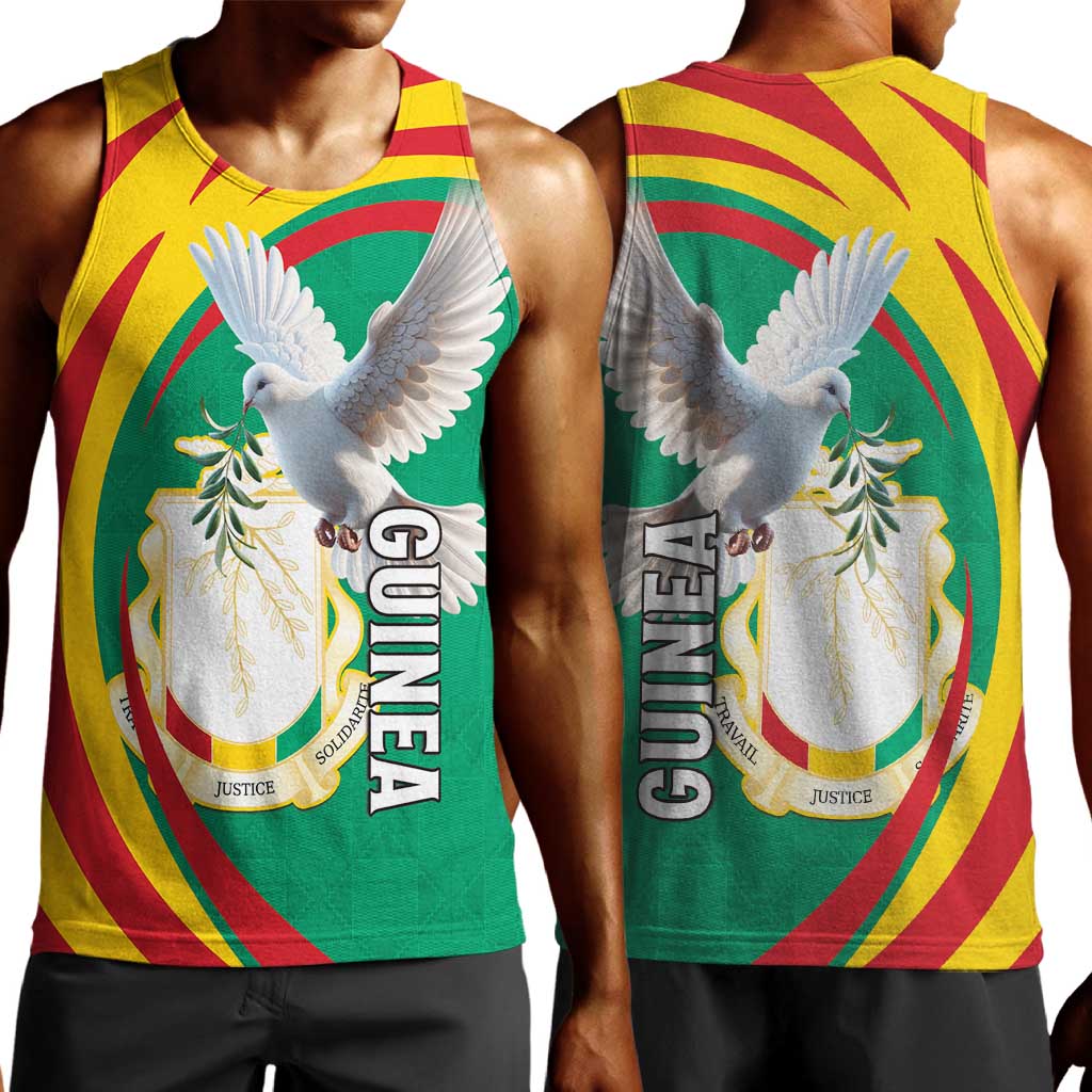 Guinea Men Tank Top Coat Of Arms With Pigeon - Kente Pattern LT15