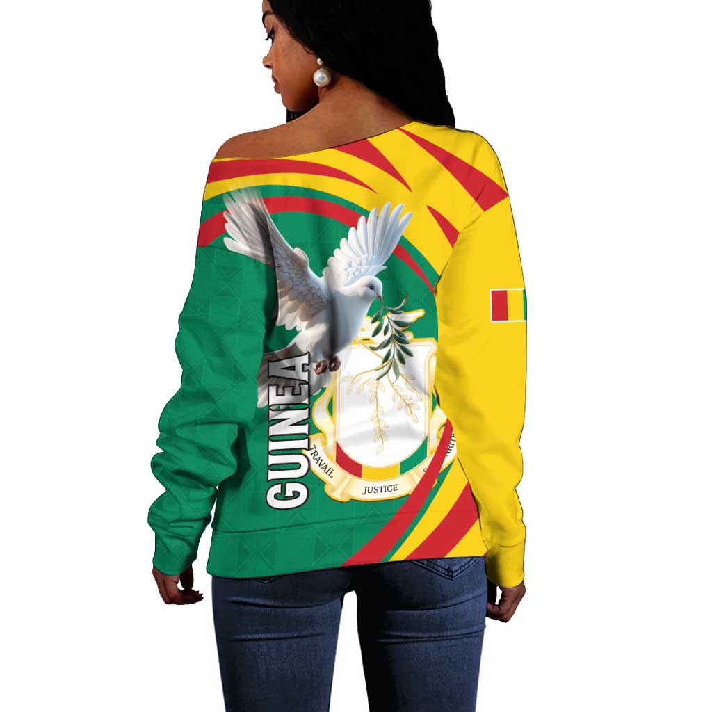 Guinea Off Shoulder Sweater Coat Of Arms With Pigeon - Kente Pattern LT15