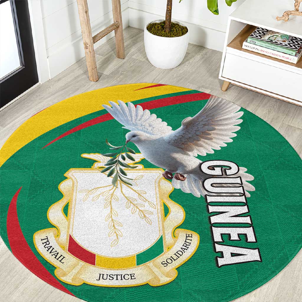 Guinea Round Carpet Coat Of Arms With Pigeon - Kente Pattern LT15
