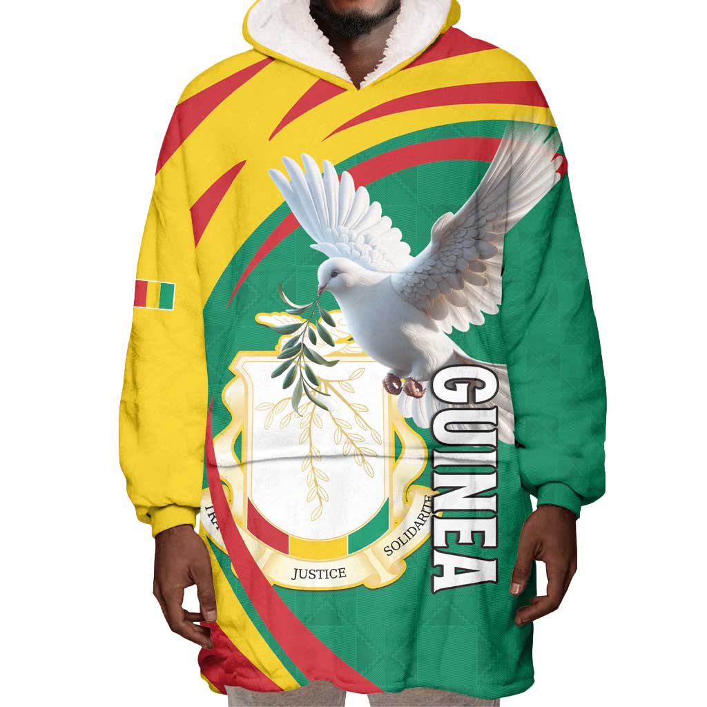 Guinea Wearable Blanket Hoodie Coat Of Arms With Pigeon - Kente Pattern LT15