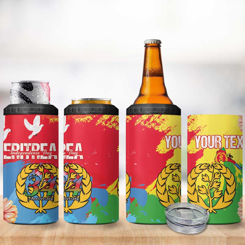 Personalised Eritrea 4 in 1 Can Cooler Tumbler Happy Independence Day LT15