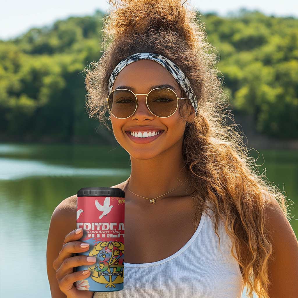 Personalised Eritrea 4 in 1 Can Cooler Tumbler Happy Independence Day LT15