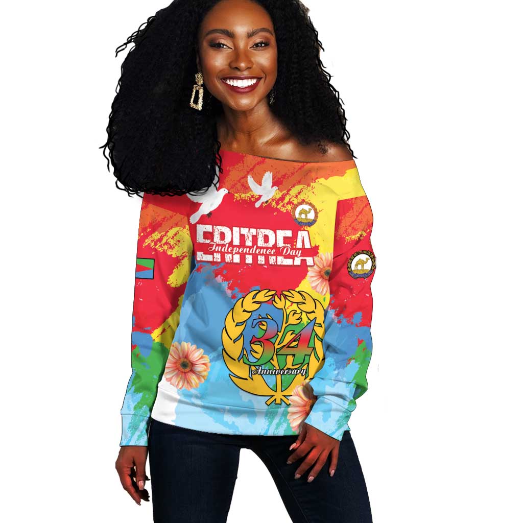Personalised Eritrea Off Shoulder Sweater Happy Independence Day LT15