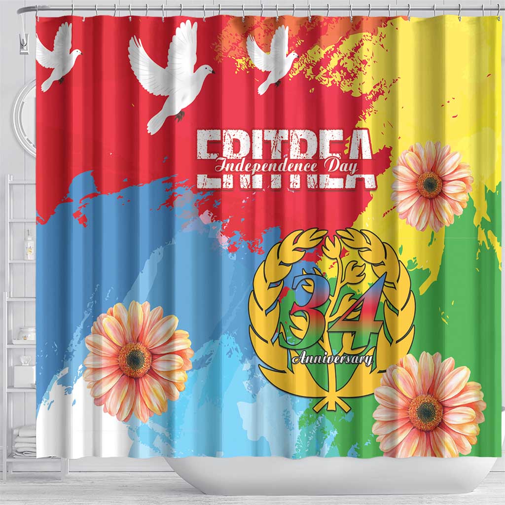 Eritrea Independence Day Shower Curtain Grunge Style LT15