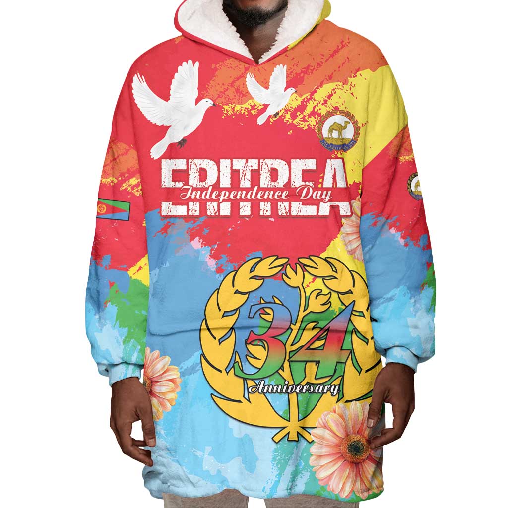 Personalised Eritrea Wearable Blanket Hoodie Happy Independence Day LT15