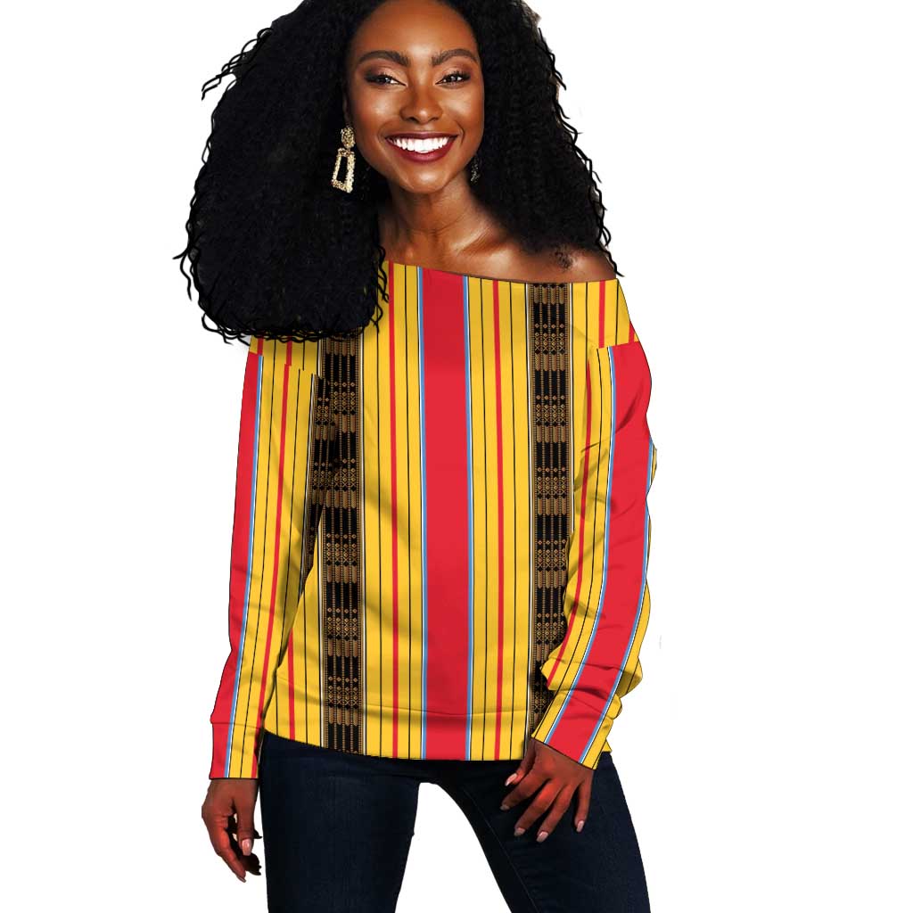 Eritrea Traditional Saho Mix Tilet Pattern Off Shoulder Sweater LT15