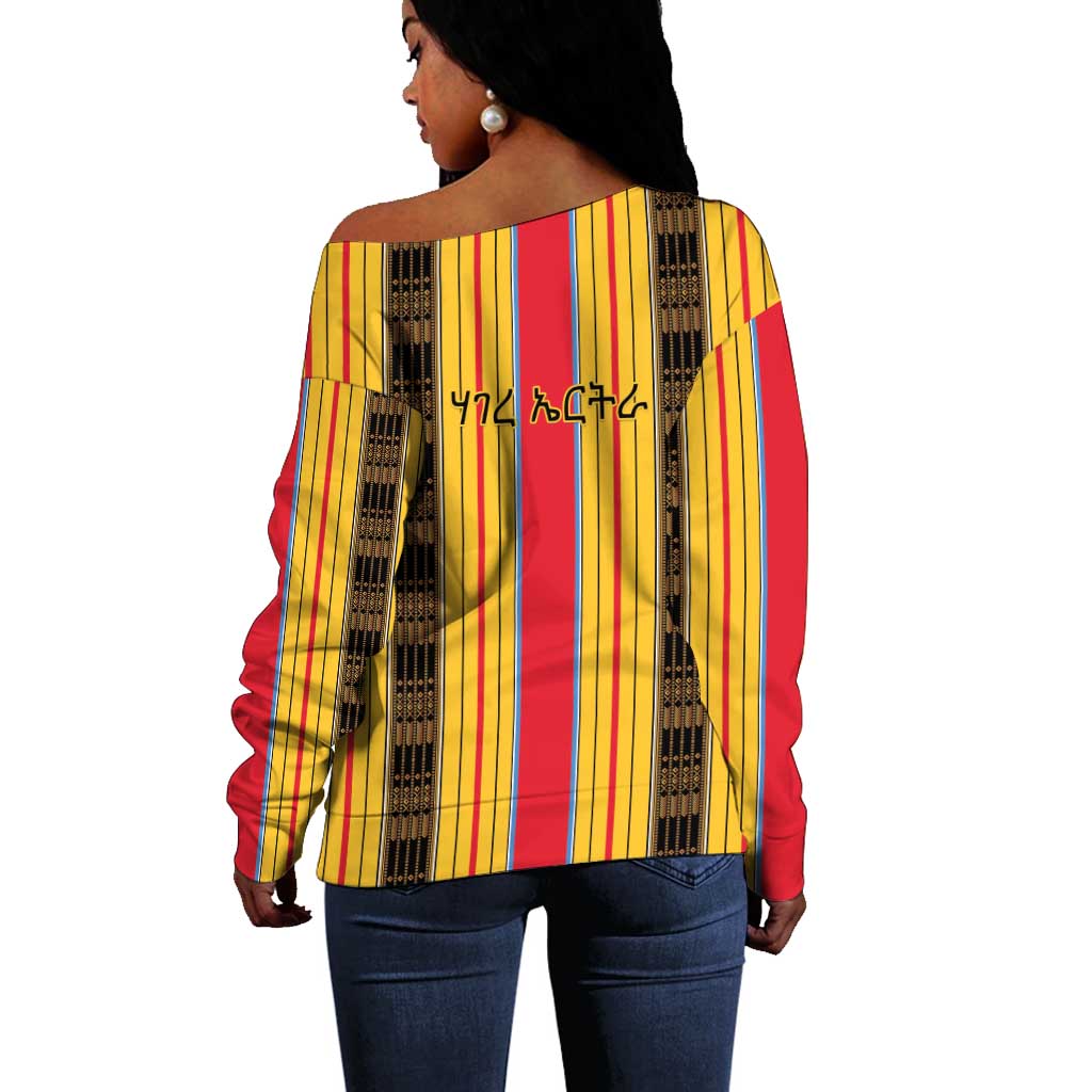 Eritrea Traditional Saho Mix Tilet Pattern Off Shoulder Sweater LT15