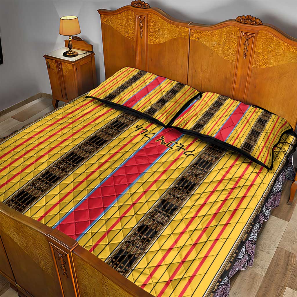 Eritrea Traditional Saho Mix Tilet Pattern Quilt Bed Set LT15