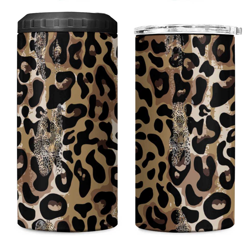 African Leopard Skin Pattern 4 in 1 Can Cooler Tumbler LT15