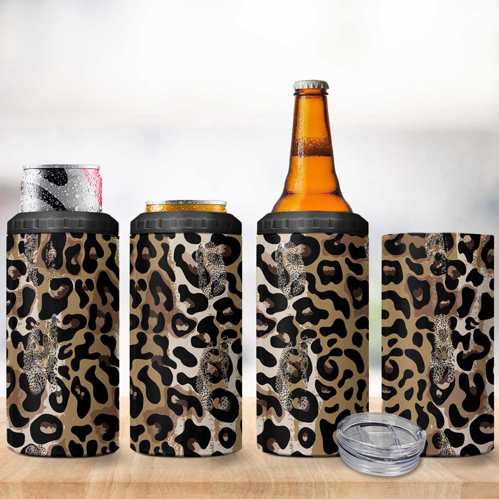 African Leopard Skin Pattern 4 in 1 Can Cooler Tumbler LT15