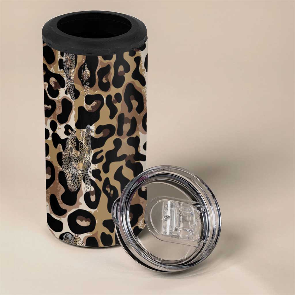 African Leopard Skin Pattern 4 in 1 Can Cooler Tumbler LT15