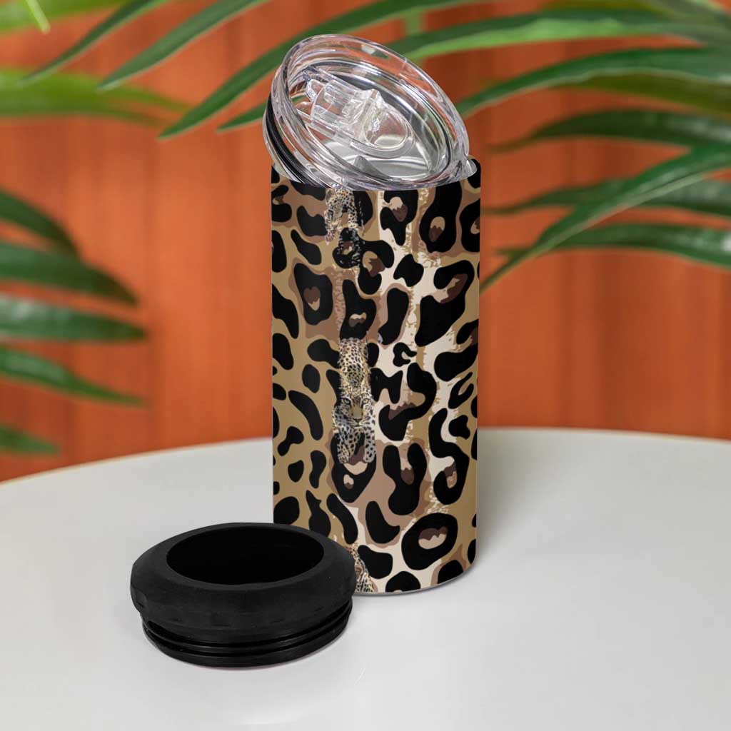 African Leopard Skin Pattern 4 in 1 Can Cooler Tumbler LT15