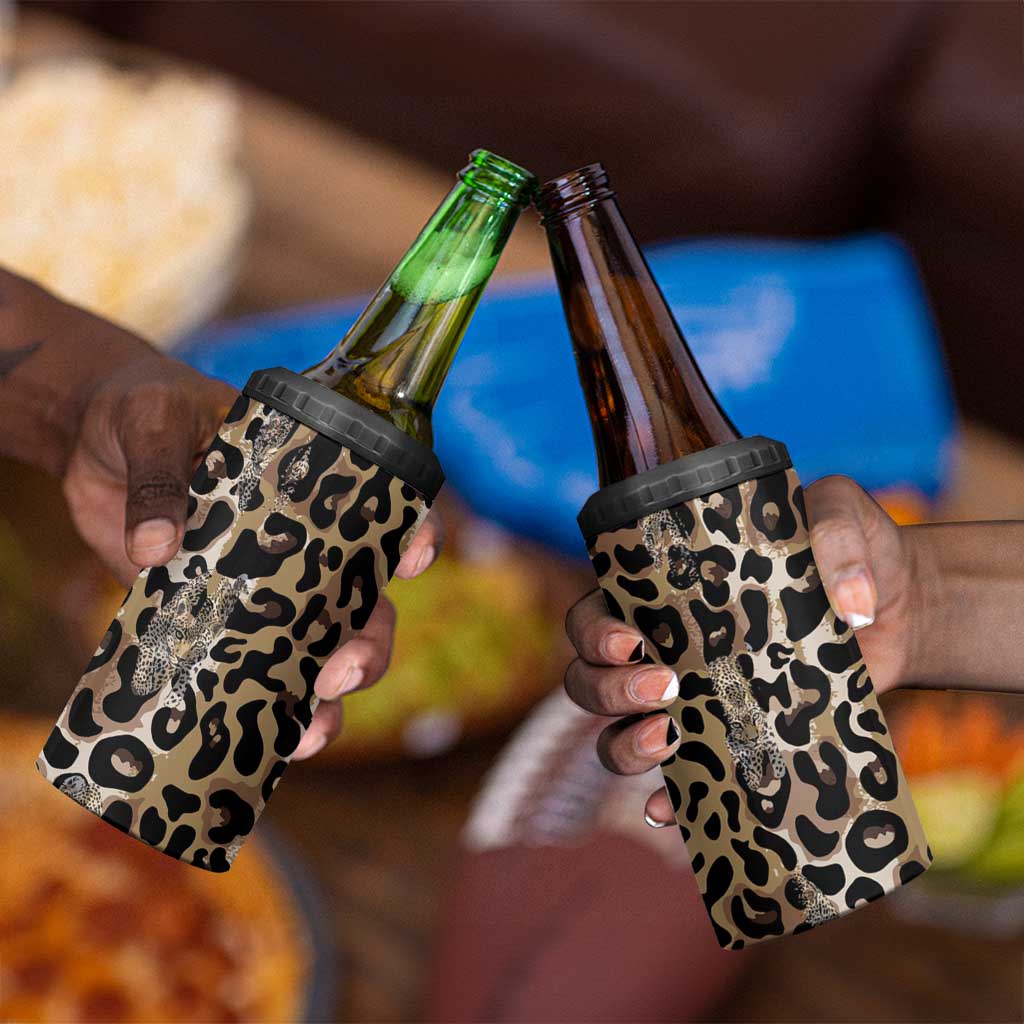 African Leopard Skin Pattern 4 in 1 Can Cooler Tumbler LT15