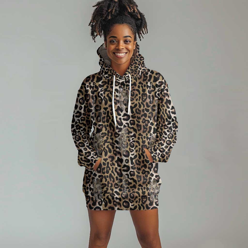 African Leopard Skin Pattern Hoodie Dress LT15