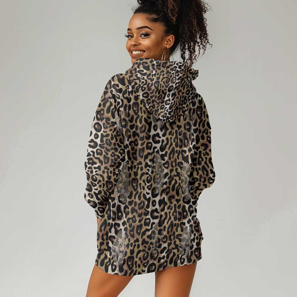 African Leopard Skin Pattern Hoodie Dress LT15