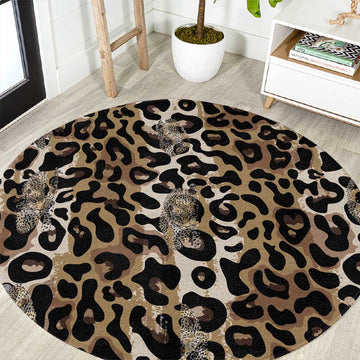African Leopard Skin Pattern Round Carpet LT15