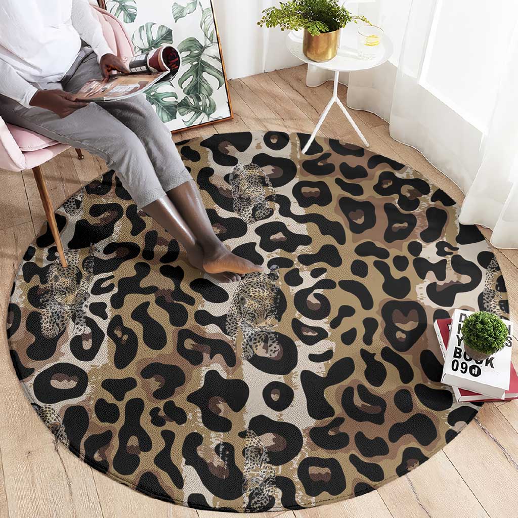 African Leopard Skin Pattern Round Carpet LT15