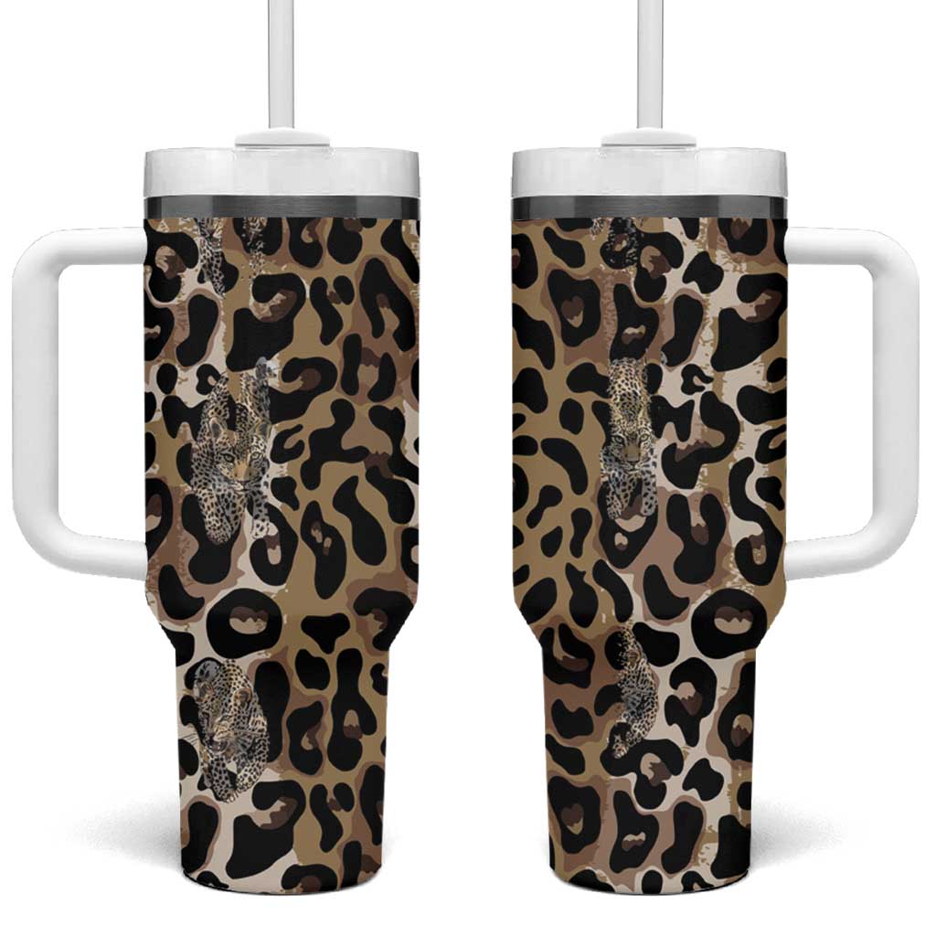 African Leopard Skin Pattern Tumbler With Handle LT15