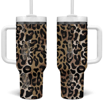 African Leopard Skin Pattern Tumbler With Handle LT15
