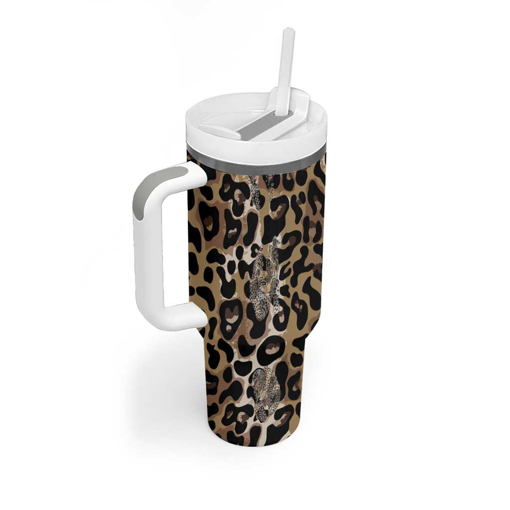 African Leopard Skin Pattern Tumbler With Handle LT15