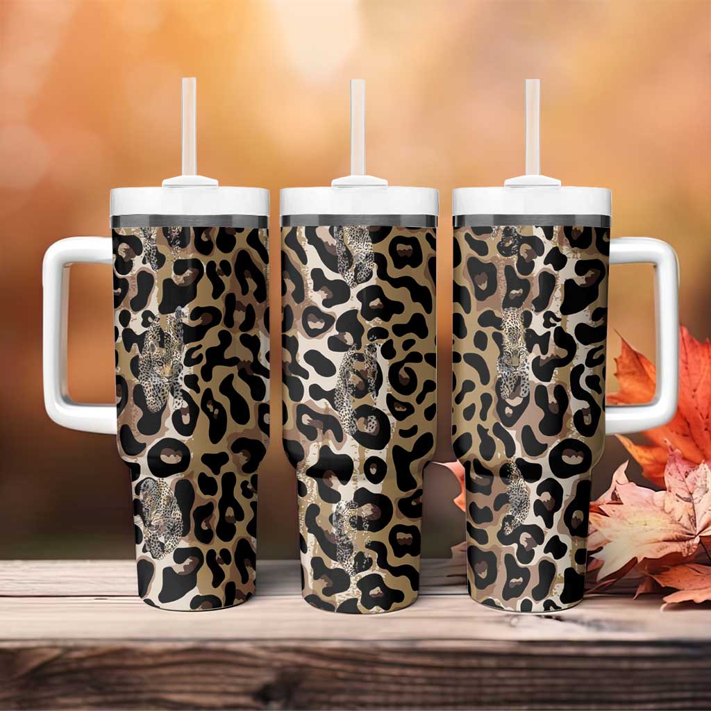 African Leopard Skin Pattern Tumbler With Handle LT15