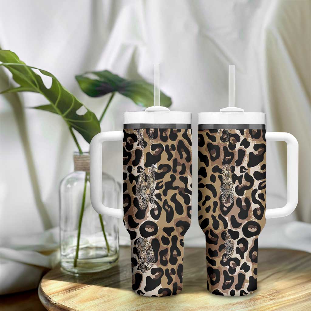 African Leopard Skin Pattern Tumbler With Handle LT15
