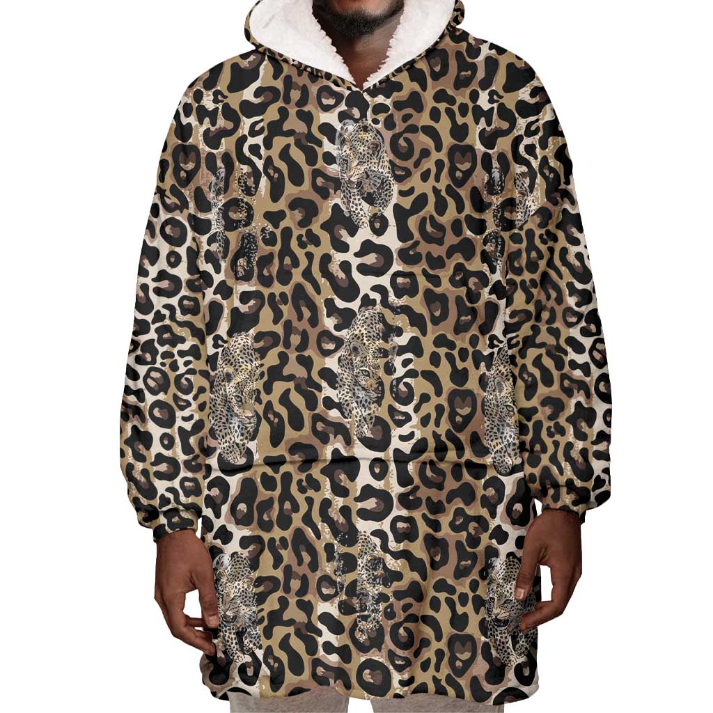 African Leopard Skin Pattern Wearable Blanket Hoodie LT15