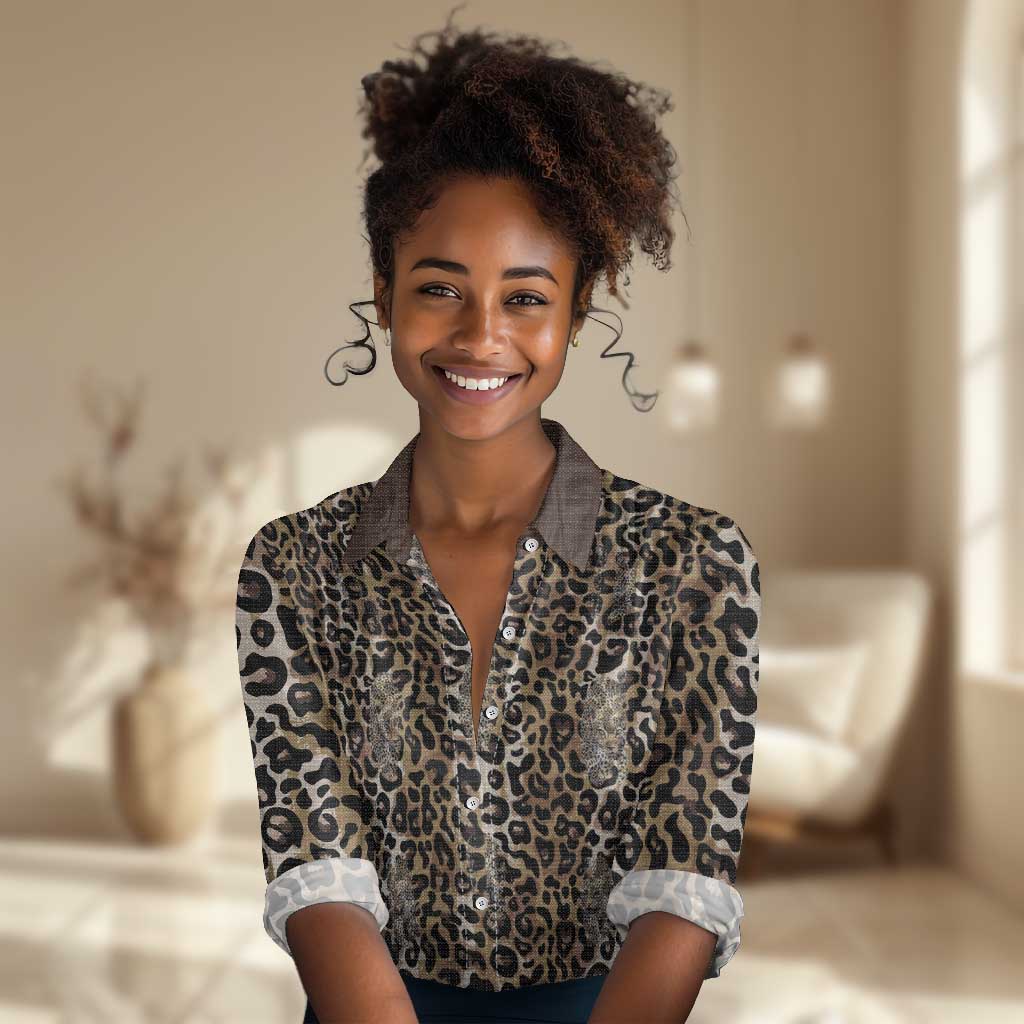 African Leopard Skin Pattern Women Casual Shirt LT15