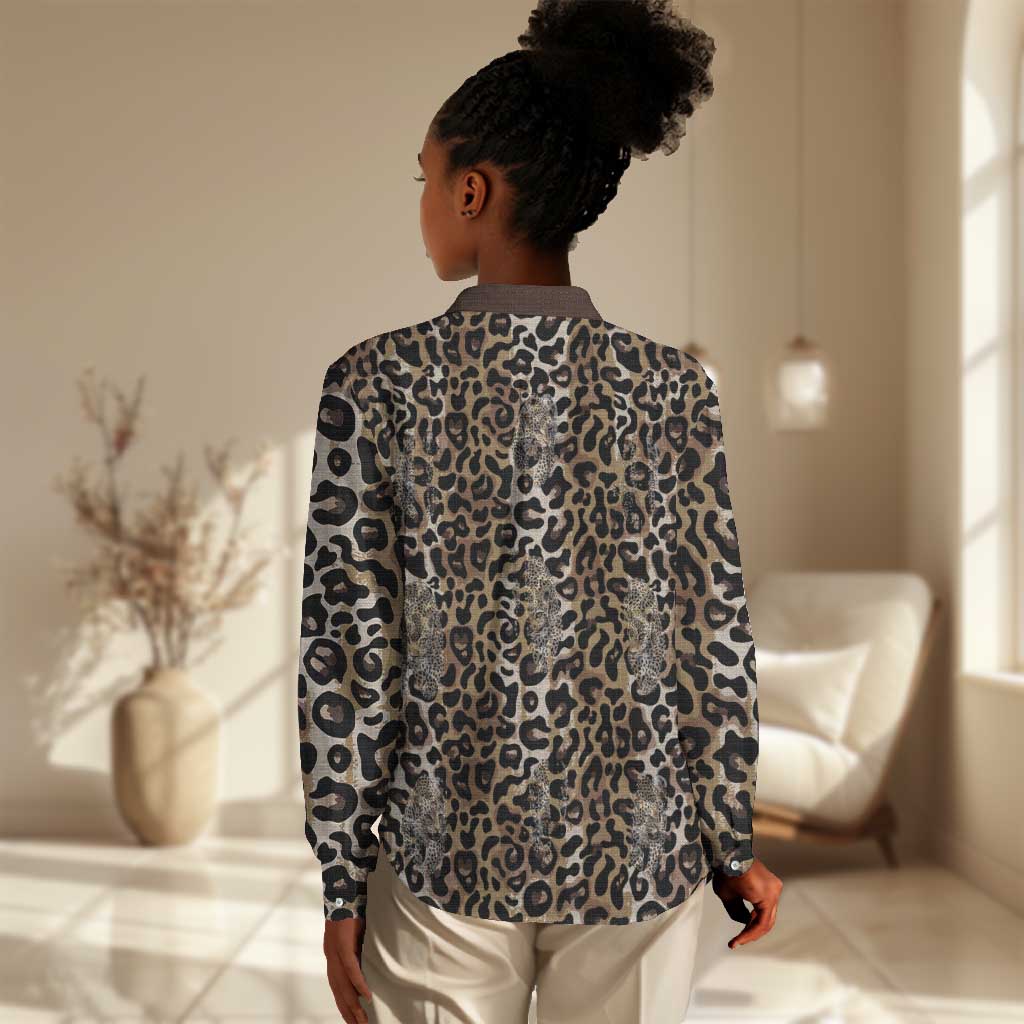 African Leopard Skin Pattern Women Casual Shirt LT15