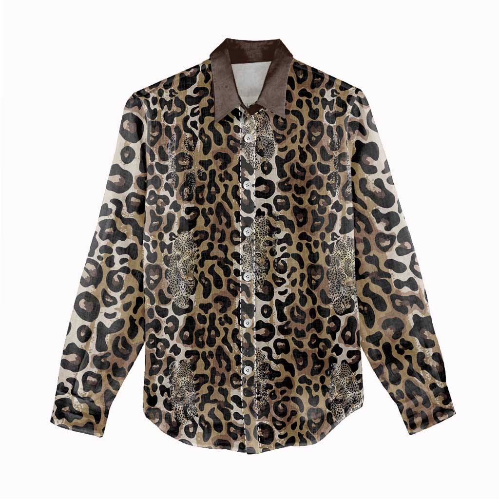 African Leopard Skin Pattern Women Casual Shirt LT15