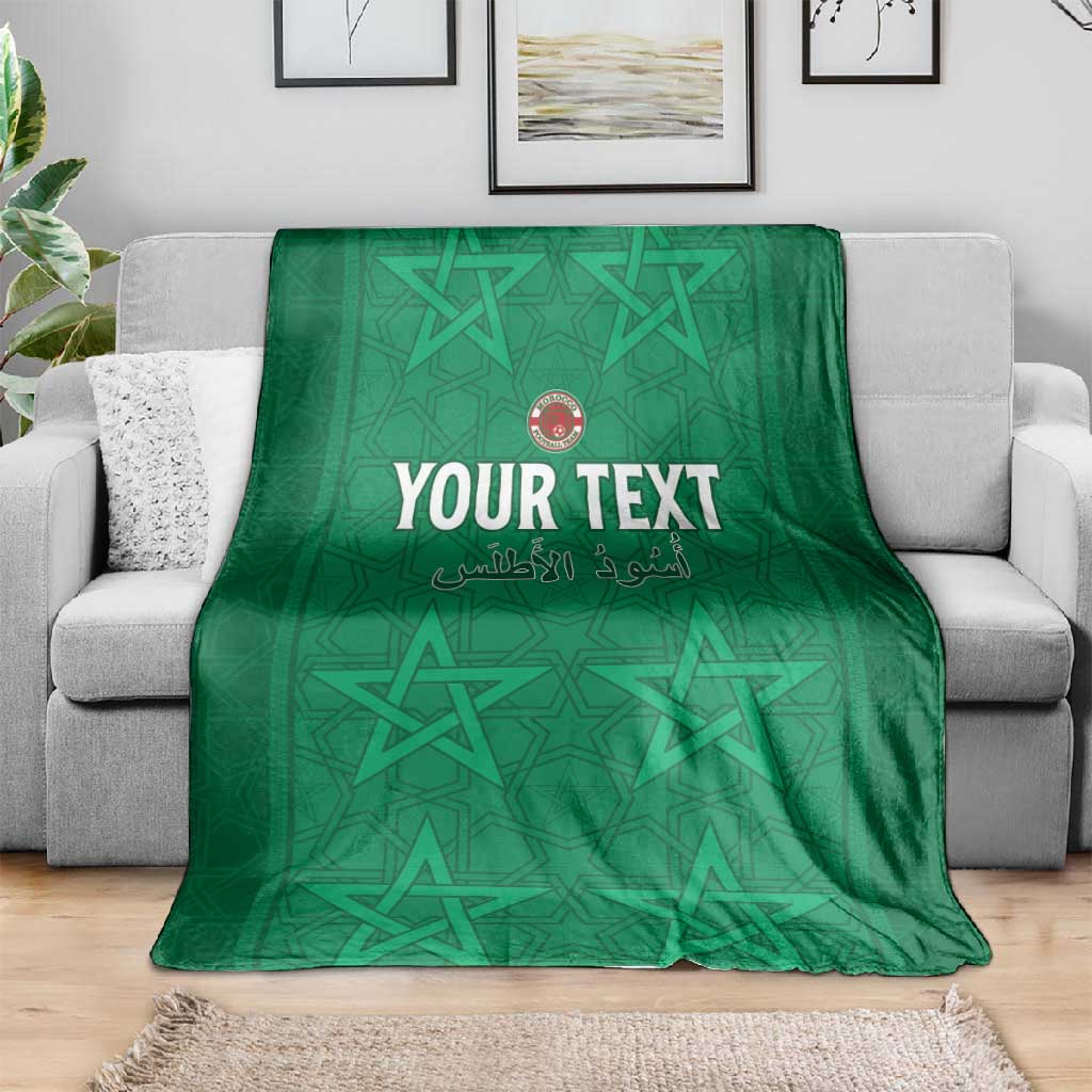 Custom Morocco Football Blanket Dima Maghrib LT15