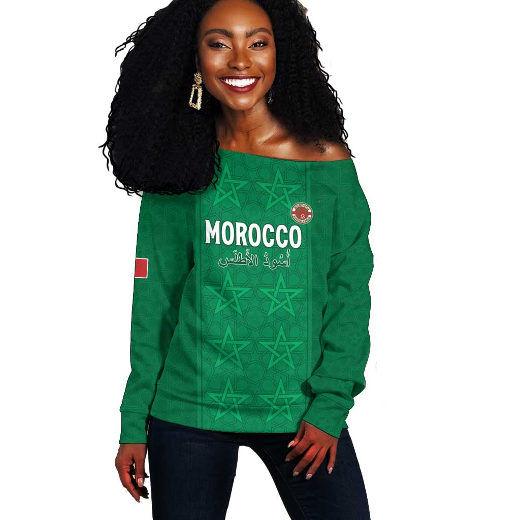 Custom Morocco Football Off Shoulder Sweater Dima Maghrib LT15
