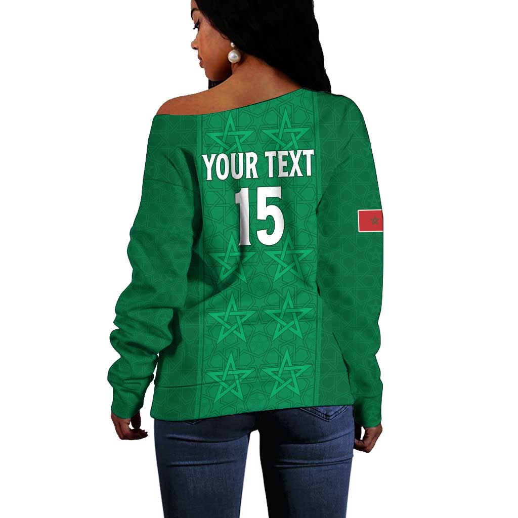 Custom Morocco Football Off Shoulder Sweater Dima Maghrib LT15