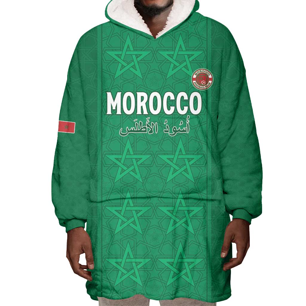 Custom Morocco Football Wearable Blanket Hoodie Dima Maghrib LT15