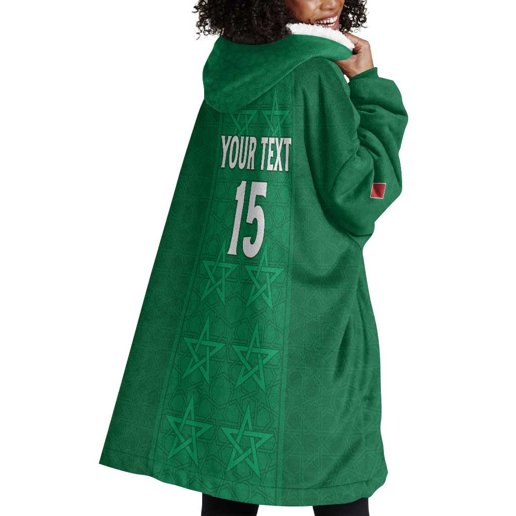 Custom Morocco Football Wearable Blanket Hoodie Dima Maghrib LT15